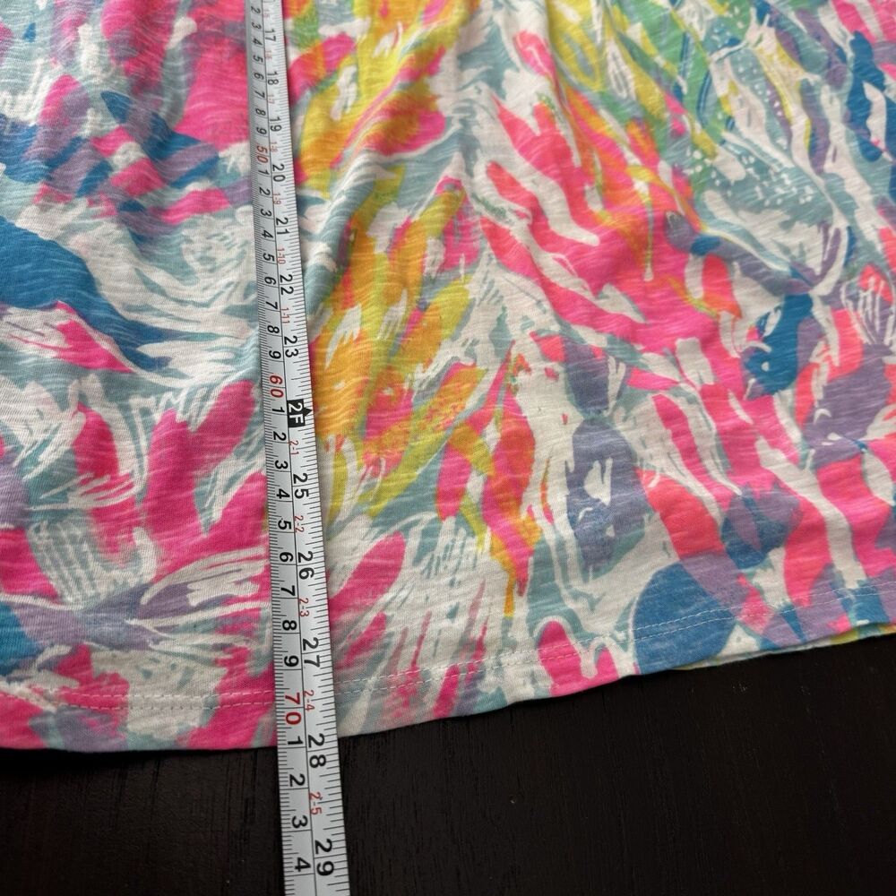 Lilly Pulitzer Colorful Abstract Paint Splash Slub Cotton Tassel Tunic Blouse XL - Picture 11 of 11